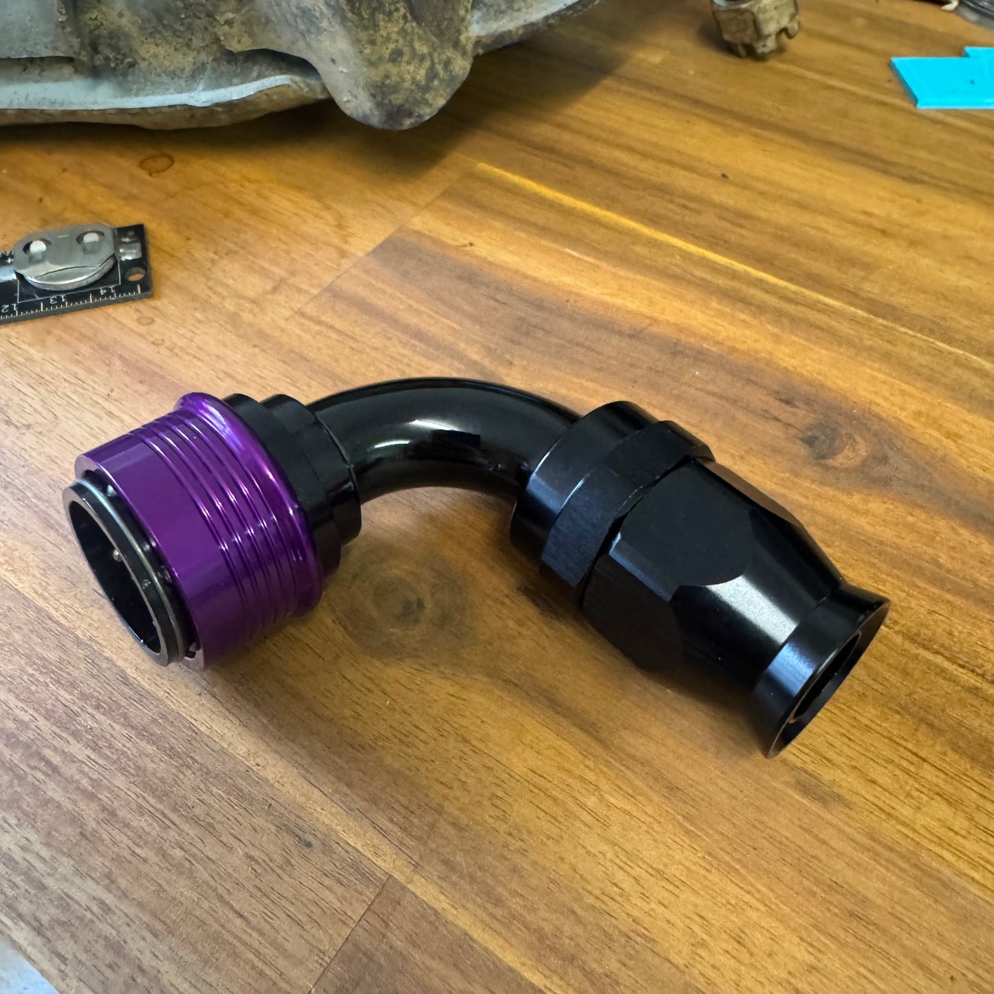 Purple AN12 Quick Release PTFE Fitting 90deg