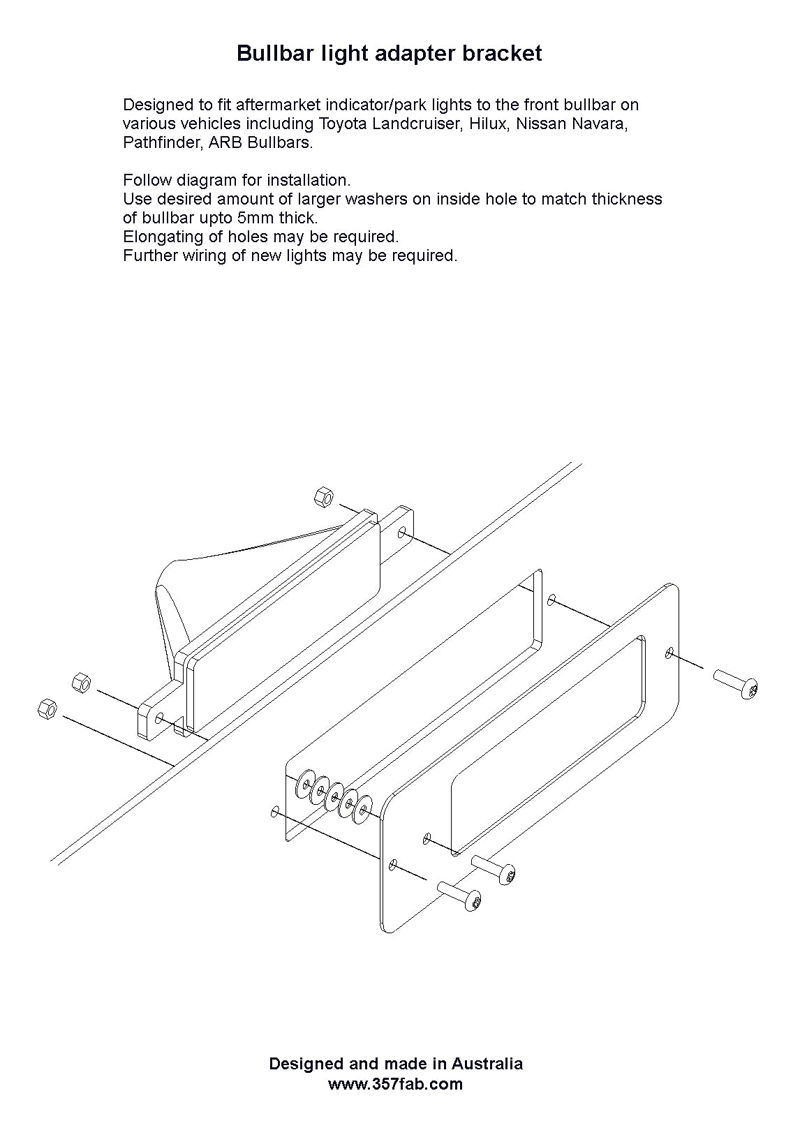 Bullbar Light Adapter Bracket